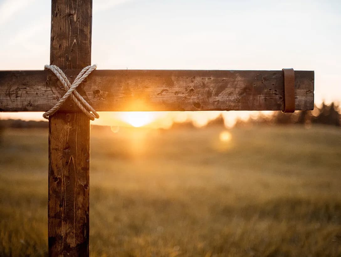 Wooden cross in the sunlight
